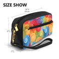 thumbnail image 3 of Portable Makeup Storage Bag 7.87×3.35×2.16in Portable Design Pu Leather Made Of A Bag For Multi-Use Indianred Tie-Dye Background Vibrant Colors And Swirling, 3 of 4