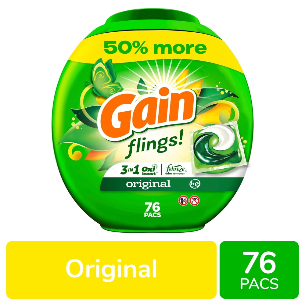 Gain Flings Original Scent Laundry Detergent Pods 76 ct - 3 Pack
