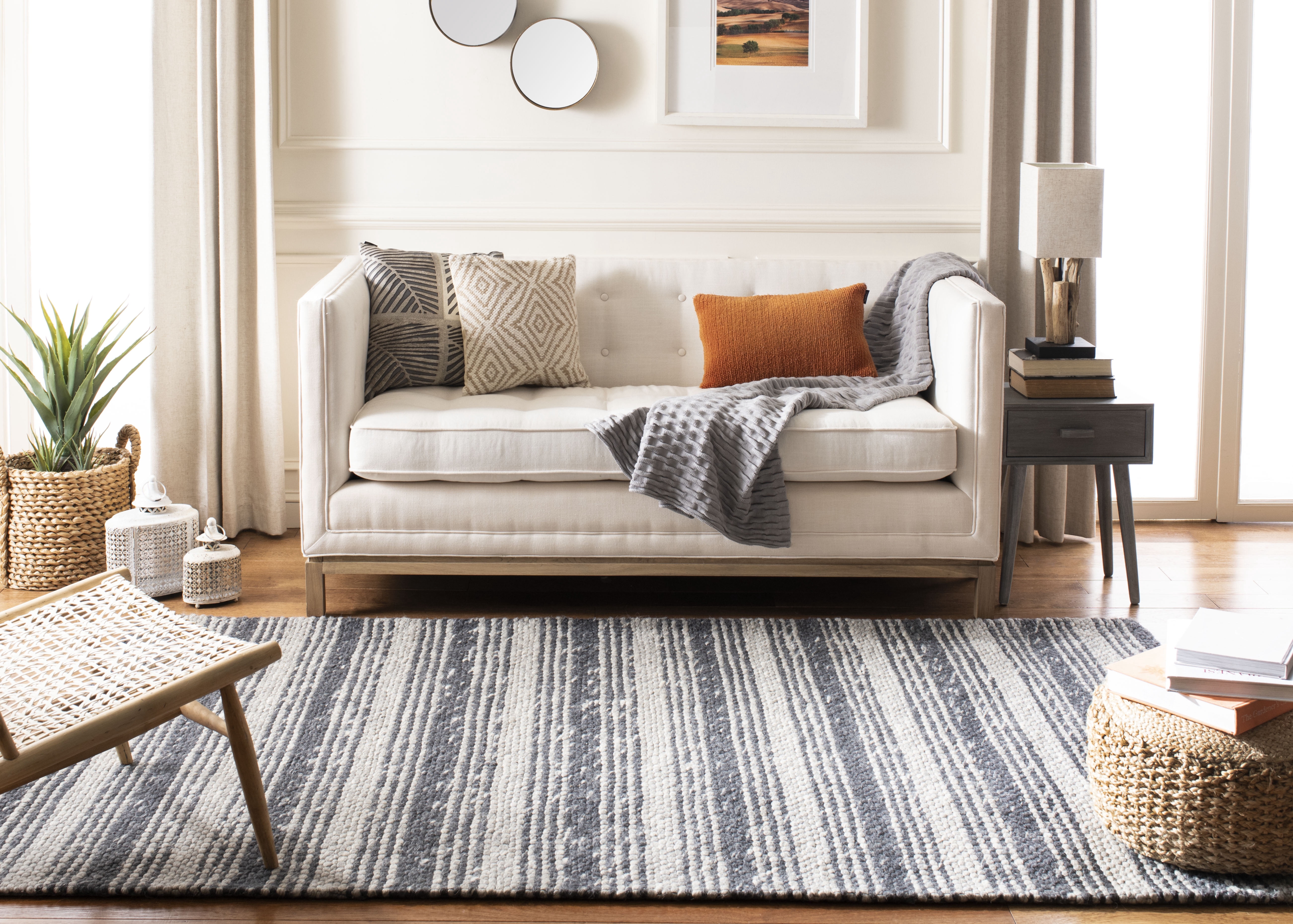 SAFAVIEH Marbella Christabella Striped Area Rug, Grey/Chocolate, 3' x 5'