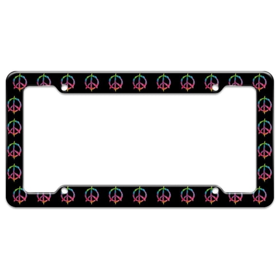 Tie Dye Peace Sign License Plate Tag Frame