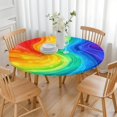 thumbnail image 3 of Colorful Tie Dye Wave Pattern Round Fitted Tablecloth with Elastic Edge,Dining Table Cover Waterproof,Outdoor Round Tablecloth for Camping,Dining,Indoor and Outdoor, 3 of 7