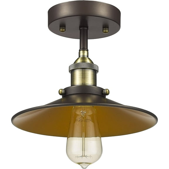 RADIANCE Goods Industrial-Style 1 Light Rubbed Bronze Semi-Flush Ceiling Fixture 9" Shade