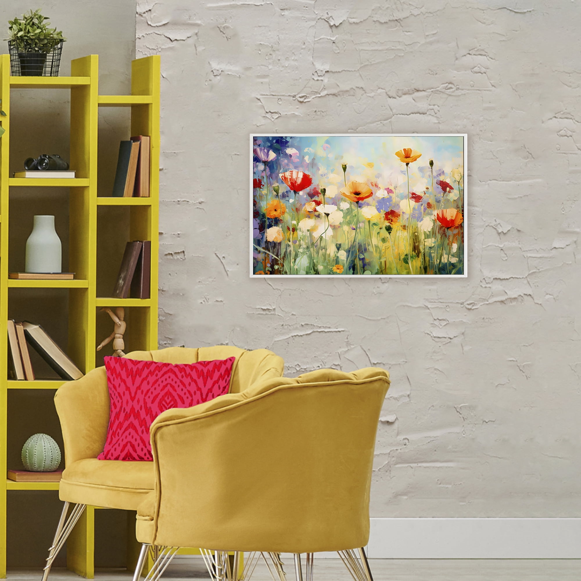 Stupell Industries Sunlit Meadow of Colorful Blooms White Framed Giclee Art, design by Creative Studio