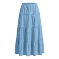 thumbnail image 6 of NAISIBABY Girls Midi Skirt, Flowy Ruffle Elastic Waist Over the Knee Summer Casual Dance Tiered Long Skirt Blue 4T, 6 of 7