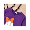 thumbnail image 6 of Toddler Girls Halloween Outfits Kids Long Sleeve Tees + Boo Ghost Patterned Bell Bottom Pants Set, 6 of 9