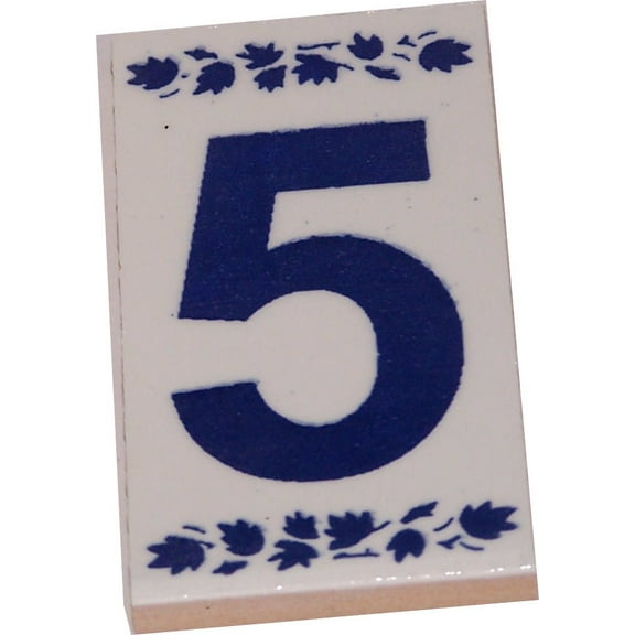 Holy Land Market Numeral Five Painted Tile from Jerusalem - 3x1.5 Inches - Asfour Outlet Trademark