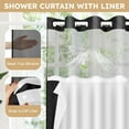 thumbnail image 4 of Zrodlmo Tufted Striped No Hook Shower Curtain Waterproof Washable Fabric Boho 72" x 74", Black, 4 of 8