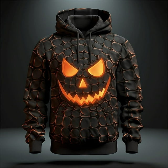 MHFRRA Chandails à Capuchon et Chandails Mode pour Hommes Chandail à Capuchon d'Halloween pour Hommes Imprimé Réaliste 3D Décontracté à Manches Longues Chandail à Capuchon d'Halloween TTTTG