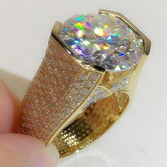 Solitaire Wedding Men's Pinky Ring 14K White Gold Plated Silver 2Ct Round Cut VVS1/D Diamond