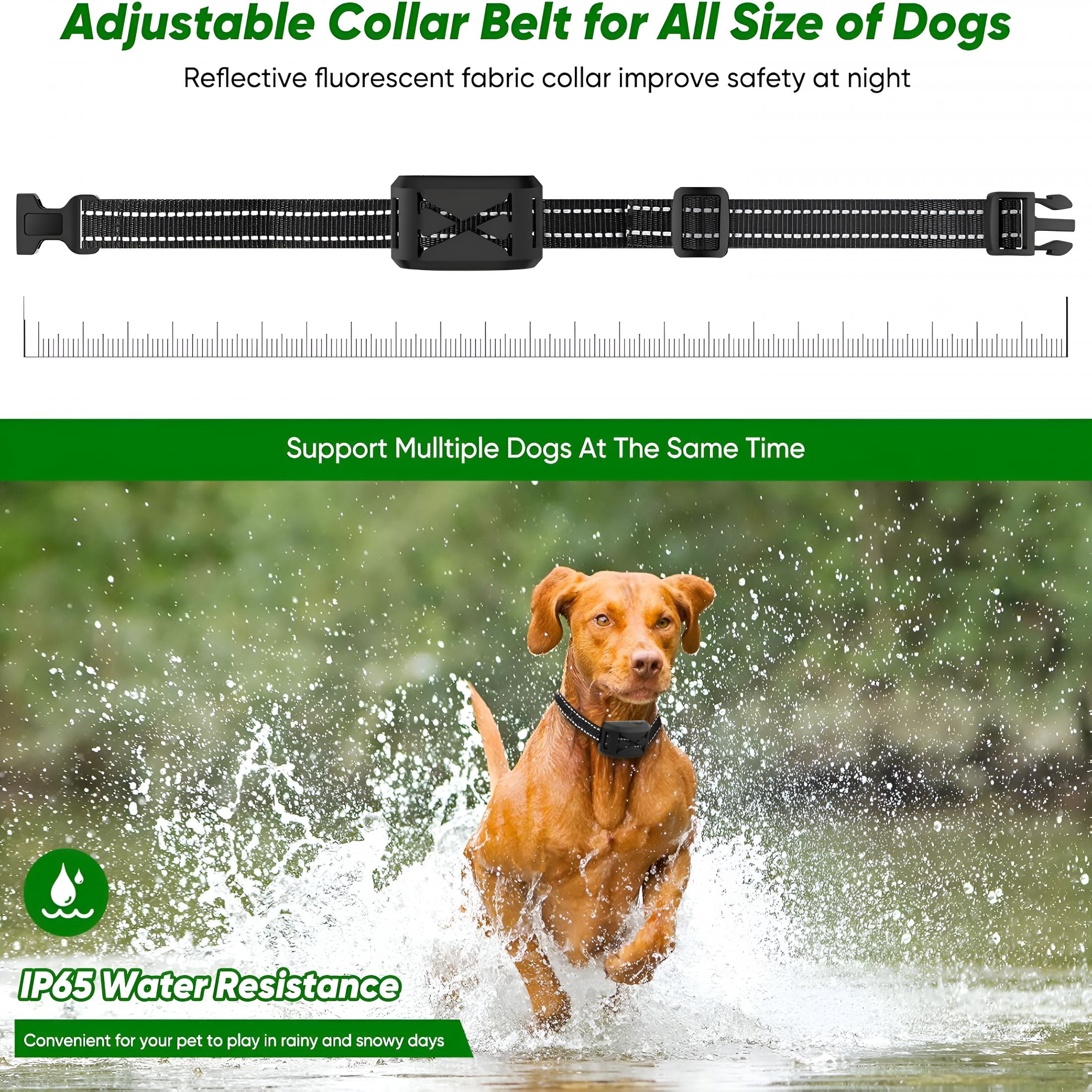 GJX Wireless Dog Fence, Electric Fence for 2 Dogs Shocks Training Collar Remote 2-in-1, Wireless Pet Containment System with Adjustable Vibration & Shock Training Collar for All Dogs