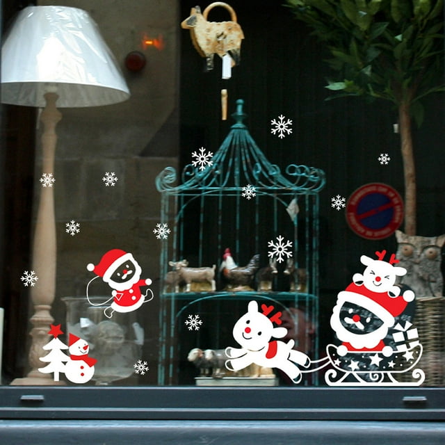 Fiudx Pegatinas de Pared de Muñeco de Nieve Navideño, Vinilos Removibles, Decoración Festiva para El Hogar, Fácil Aplicación, 25 X 35 Cm, Pvc, Diseño Multicolor.