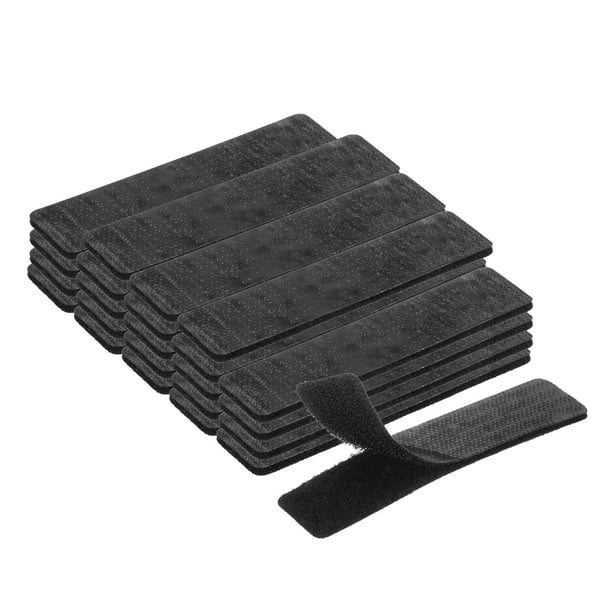 Uxcell 24 Conjuntos de Tiras de Gancho y Bucle con Adhesivo, Cinta Adhesiva Doble Cara Fuerte de 1 x 4" para Fijaciones de Alta Resistencia para Hogar, Oficina, Aula, Negro