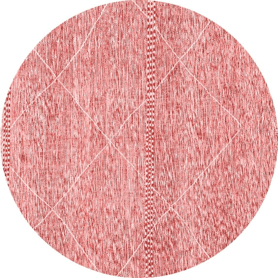 Ahgly Company Indoor Round Abstract Red Modern Area Rugs, 7' Round