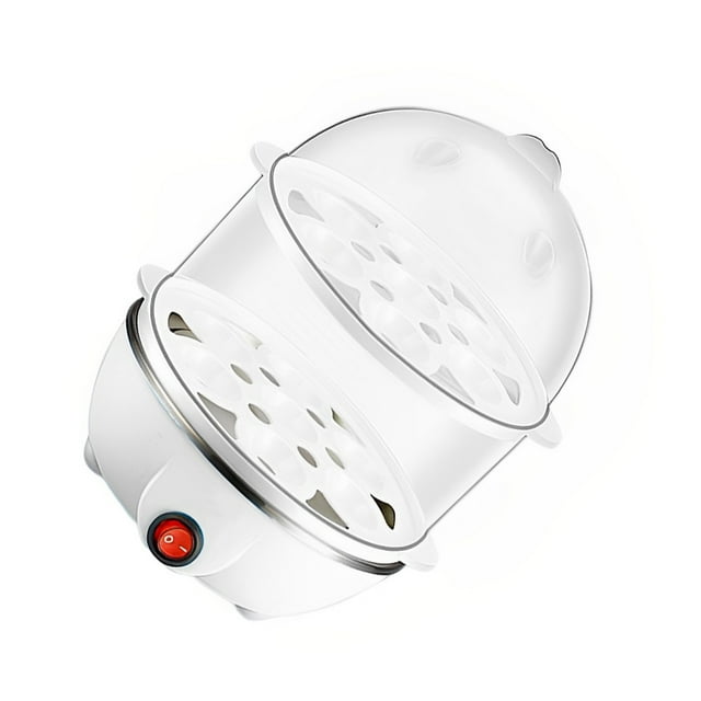 Wosthever Caldera de 7 huevos, olla eléctrica multifunción para huevos, Mini vaporera automática portátil, herramientas de cocina de apagado Electrodomésticos Blanco/Doble Capa
