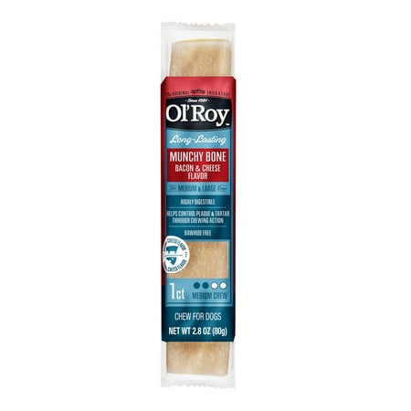 Ol' Roy Munchy Bone Dog Treats, Bacon & Cheese, 2.8 oz, 1 Count