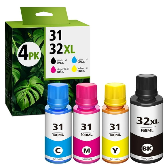 31 32XL Black Ink Bottle Set for Smart Tank 5101 7602 6001 Ink Refill, Compatible with HP 31 Ink 32XL Black Ink Bottle for Smart Tank 5101 5000 5102 7301 7001 5103 Plus