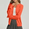 thumbnail image 2 of Fiaer Women'S Lightweight Knit Cardigan Sweaters Solid Color Crew Neck Open Front Casual Loose Fit Button Down Trendy Tops Orange S, 2 of 4