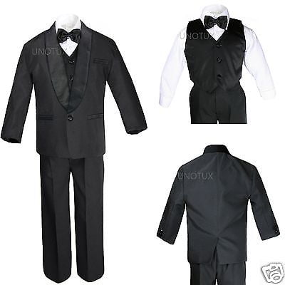 Baby Toddler Kid Teen Boy Wedding Formal Shawl Lapel Tuxedo Black Suit S 4t 5 18 Walmart Com Walmart Com