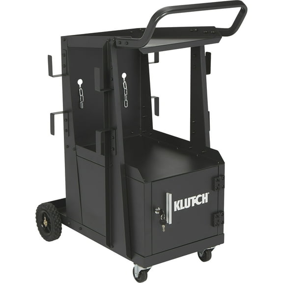 Klutch 2-Tier Welding Cart with Locking Cabinet, 31-1/2in.L x 16-1/8in.W x 28in.H
