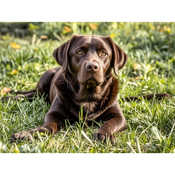 DIY 5D Round Full Drill Diamond Dot Gem Art Kits,Brown Labrador Retriever pattern,Art for Home Wall Decor,Diamond painting handmade for Beginners，animal Crystal Gem Diamond Painting (16x12 inch)