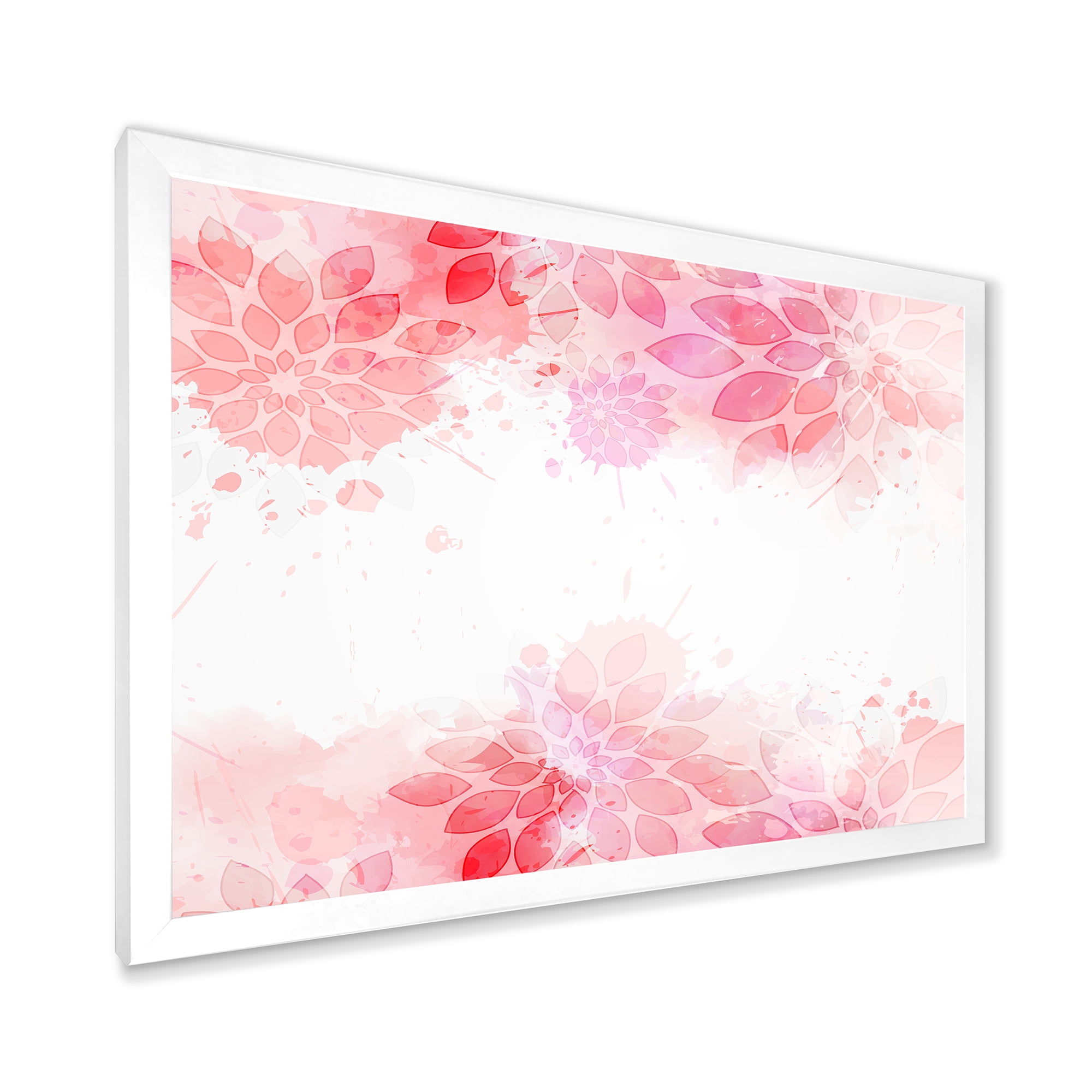 Designart 'Abstract Splashes of Pink Flowers II' Modern Framed Art Print