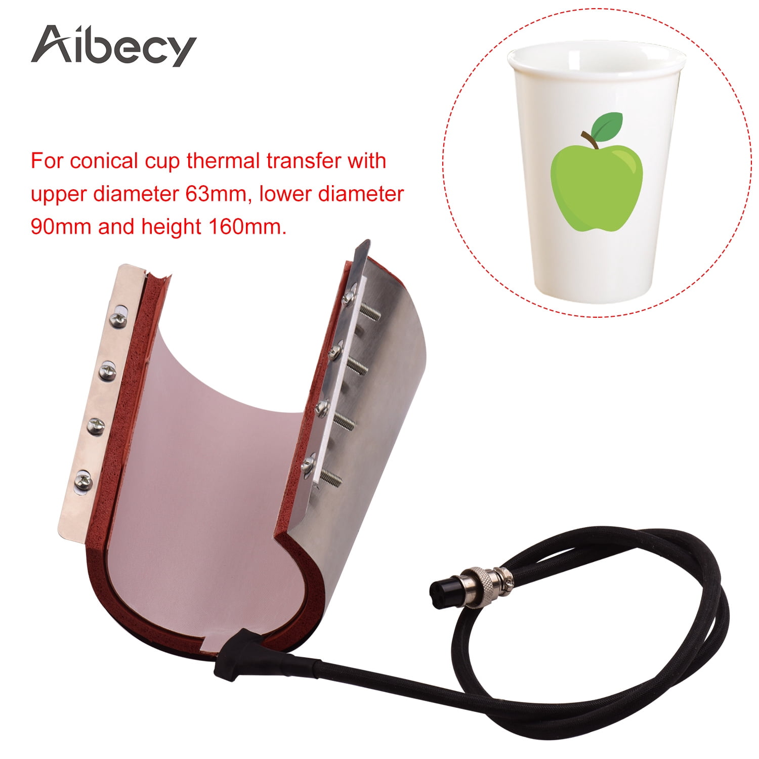 Aibecy Conical Mug Cup Press Heating Transfer Attachment Silica Gel 17oz 110V for Heat Press Machine Transfer Sublimation