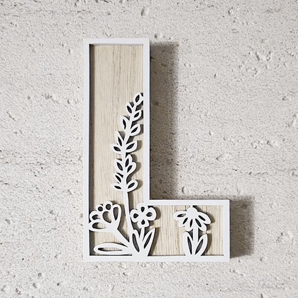 Letras de 5 pulgadas y 26 letras para decoración de pared, flores que se pueden pintar sobre madera, letras para habitación de niños, letras de madera para manualidades, letreros con nombres,
