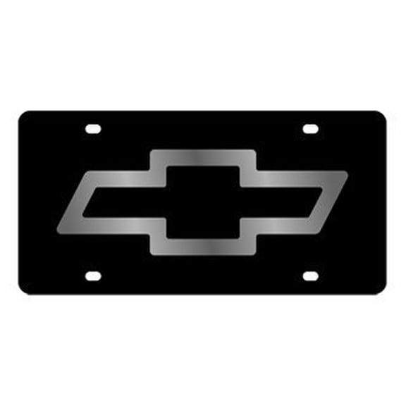 Chevrolet Bowtie License Plate on Black Steel