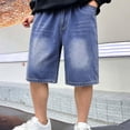 thumbnail image 2 of Mnyotv high waisted baggy shorts for boys casual Wide Leg Jean Shorts with pockets kids retro denim jorts, 2 of 5