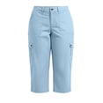 thumbnail image 6 of Capri Pants for Women Plus Size Summer Solid Color Straight Leg Elastic Waist Fashion Beach Casual Cargo Pants with Pocket Outdoor Sport Cropped Pants Workwear L-5XL, 6 of 9