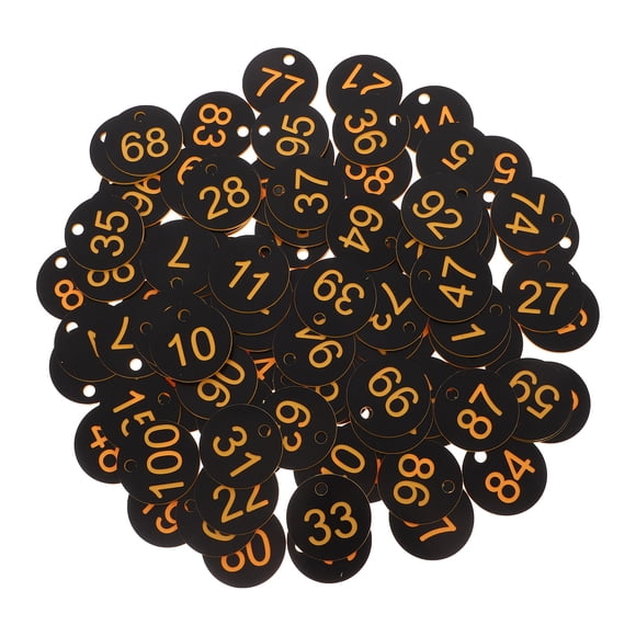Shisuyan 100Pcs Circular Numbered Key Tags For Key Identification Organization Categorization In Black PVC Material
