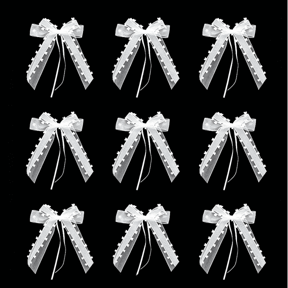 AIJIA Sheer Organza Bows, 4.7" Pre-Tied Bows for Bridal Bouquets, Cars, and Party Decoration
