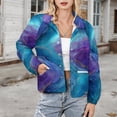 thumbnail image 3 of Jackets for Women Winter Coat Jackets Flannel Stand Collar Jacket(Abstract Blue Purple Marble Glitter,Size:S-4XL), 3 of 7