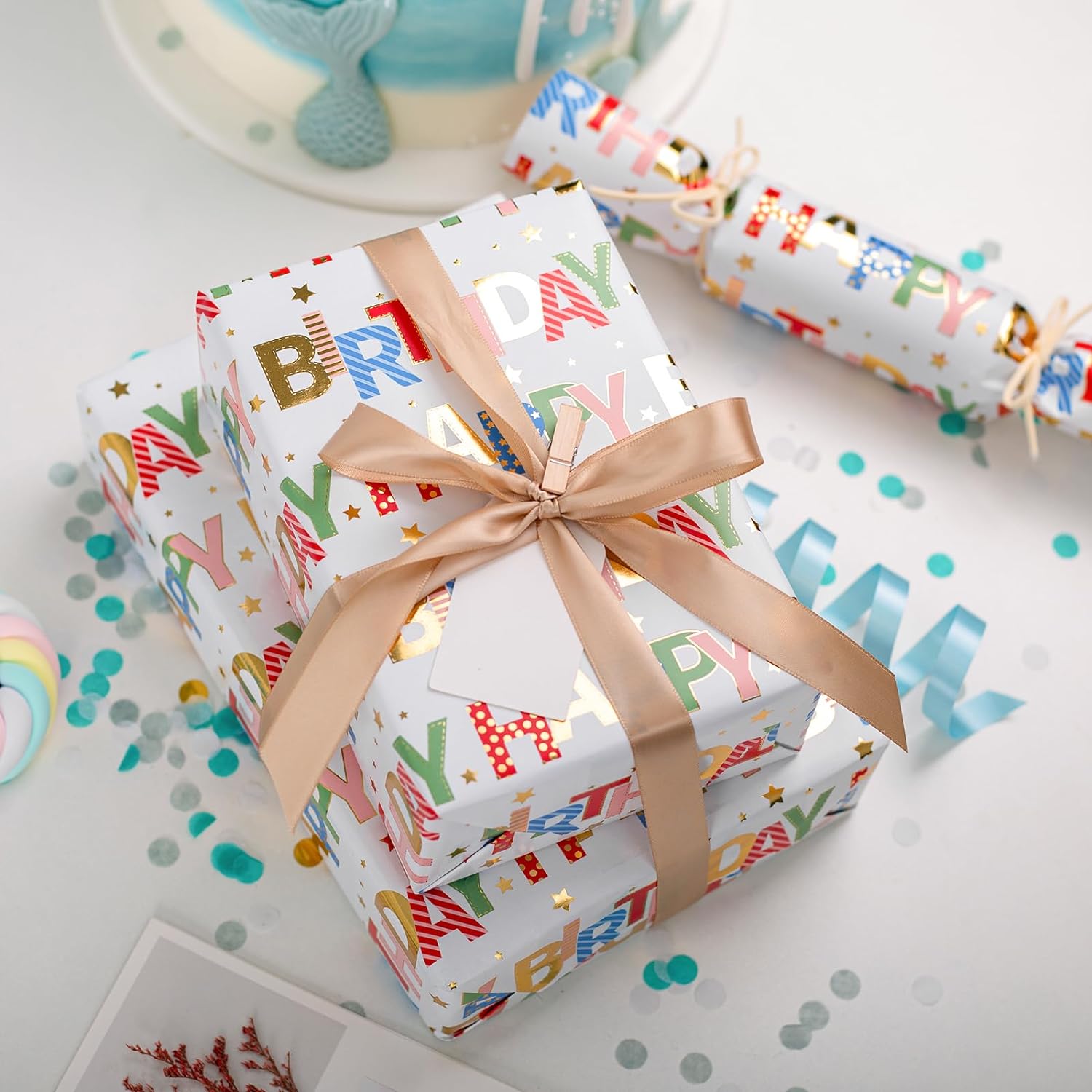 Homeral Happy Birthday Wrapping Paper, 17 Inch x 32.8 Feet photo 4