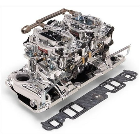 Air Gap Dual Quad Manifold - EDELBROCK 20254 Performer Rpm Dual-Quad Air-Gap Manifold And Carburetor Kit