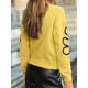 thumbnail image 4 of Suéter Informal de Larga con Cuello Redondo y Hombros Caídos para Mujer, Tejido de Punto Amarillo L, 4 of 9