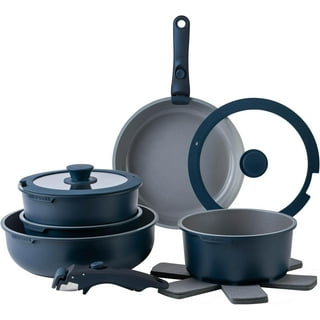 Pra-Ware Frying Pans with Detachable Handles Asst'd Sizes 4 Pans 3 Handles  T1478