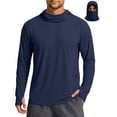 thumbnail image 2 of BiZtdJrK Mens Sun Protection Hoodie with Mask UPF 50+ Quick Dry Long Sleeve Fishing Hiking Shirts Solid Color Lightweight UV Rash Guards Navy S, 2 of 9