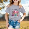 thumbnail image 2 of Tfken Girls Tees For Summer Crew Neck Letter Print Short Sleeve Tops Fashion Back To School Toddler Soft Tops Gray Size 12-13 Years, 2 of 4