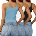 thumbnail image 4 of QUINDOS Tank Tops for Women Athletic Summer 3 Pack Ribbed Camisoles for Women Crew Neck Multi Pack Gym Sleeveless Spaghetti Strap Cami Tops Slim Fitted Solid Color Undershirts, 4 of 6