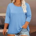thumbnail image 2 of Royisotas Plus Size Womens Tops,3/4 Sleeve Casual Blouses for Women,Women's Oversized Crewneck Short Sleeved Solid Summer Base Shirt Sports T-shirt XXL, 2 of 5