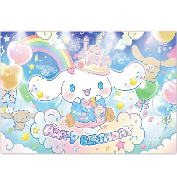 Sanrio Cinnamoroll Birthday Party Banner,5 x 3ft Elsa Photography Background Vinyl Wall Decorations Supplies for Kids Boys Toddlers