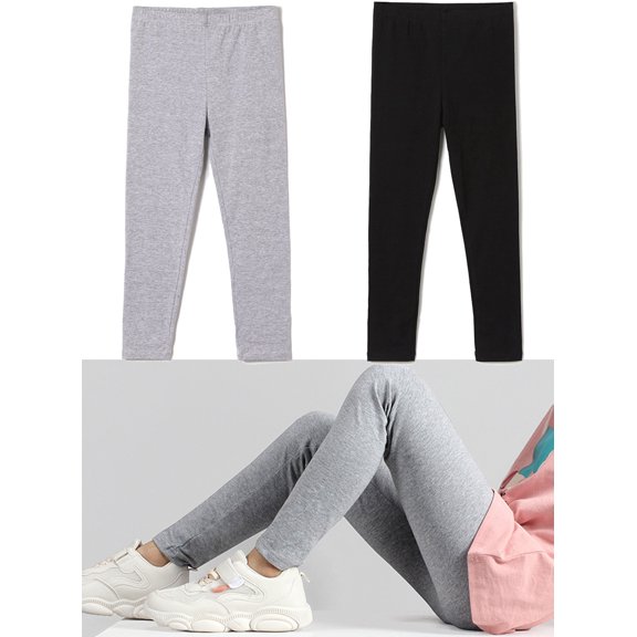 Girls Fashion Leggings Stretchy Solid Pants Soft Tights for Kids 4-12 Years