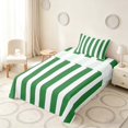 thumbnail image 3 of Manfei Classic Stripe Twin Sheets,Modern Geometric Bedding, Green White, Reversible 3-Piece1 Flat Sheet + 1 Fitted Sheet + 1 Pillowcase, 3 of 6