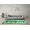 thumbnail image 3 of Ahgly Company Machine Washable Indoor Rectangle Oriental Turquoise Blue Modern Area Rugs, 4' x 6', 3 of 4