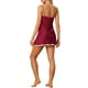 thumbnail image 3 of INSPIRE CHIC Vestidos de salón para mujeres, camisones de satén, vestido de noche con cuello en V, tirantes de espagueti, pijamas, vestido de noche XS Rojo oscuro, 3 of 6