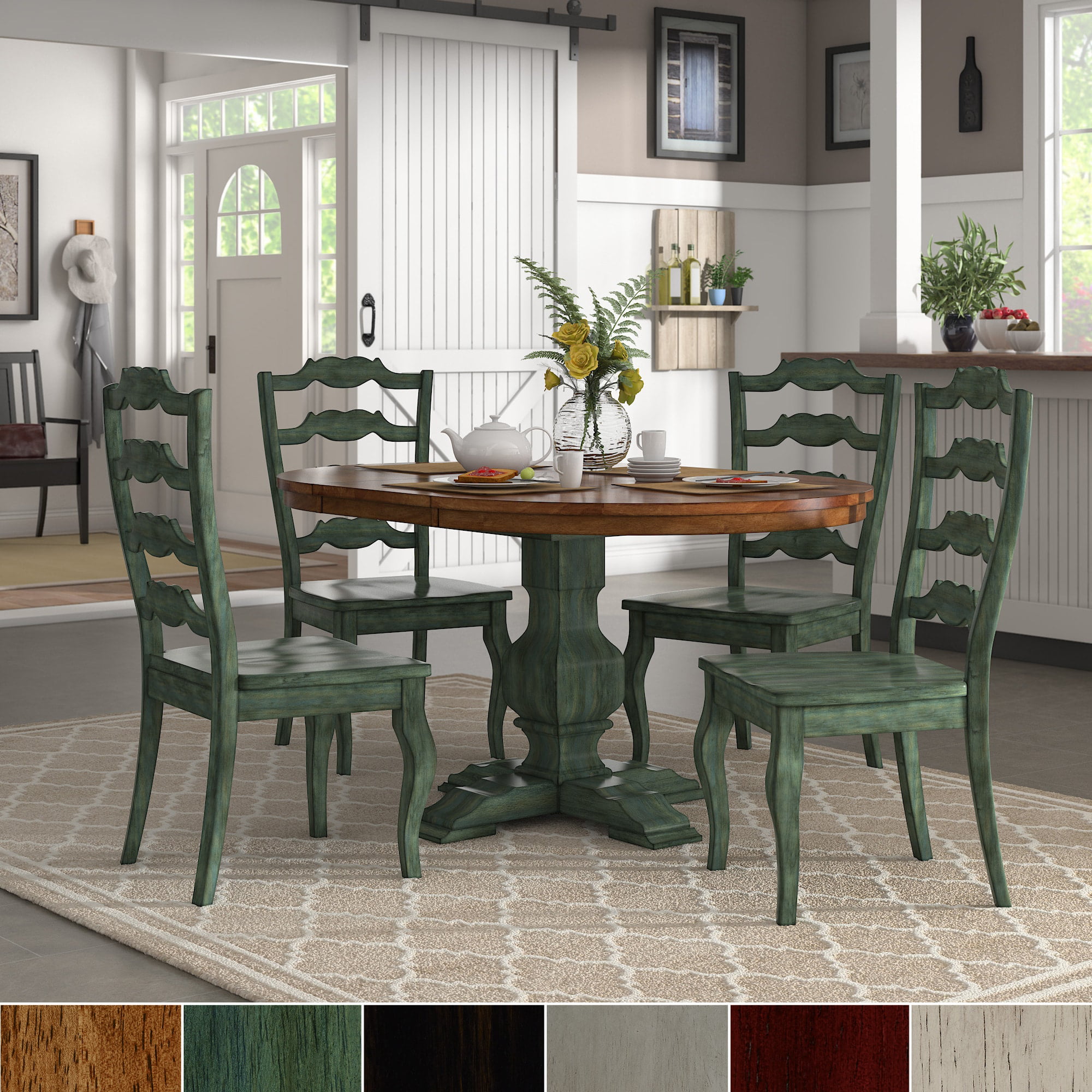 iNSPIRE Q Eleanor Sage Green Extending Oval Wood Table 