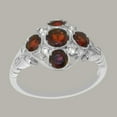 thumbnail image 3 of LBG British Made 14k White Gold Real Genuine Garnet & Diamond Womens Statement Ring - 33 size options - Size 8.25, 3 of 6