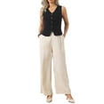 thumbnail image 2 of INSPIRE CHIC Striped Vest for Women V Neck  Button Down Sleeveless Casual Waistcoat M Black, 2 of 5