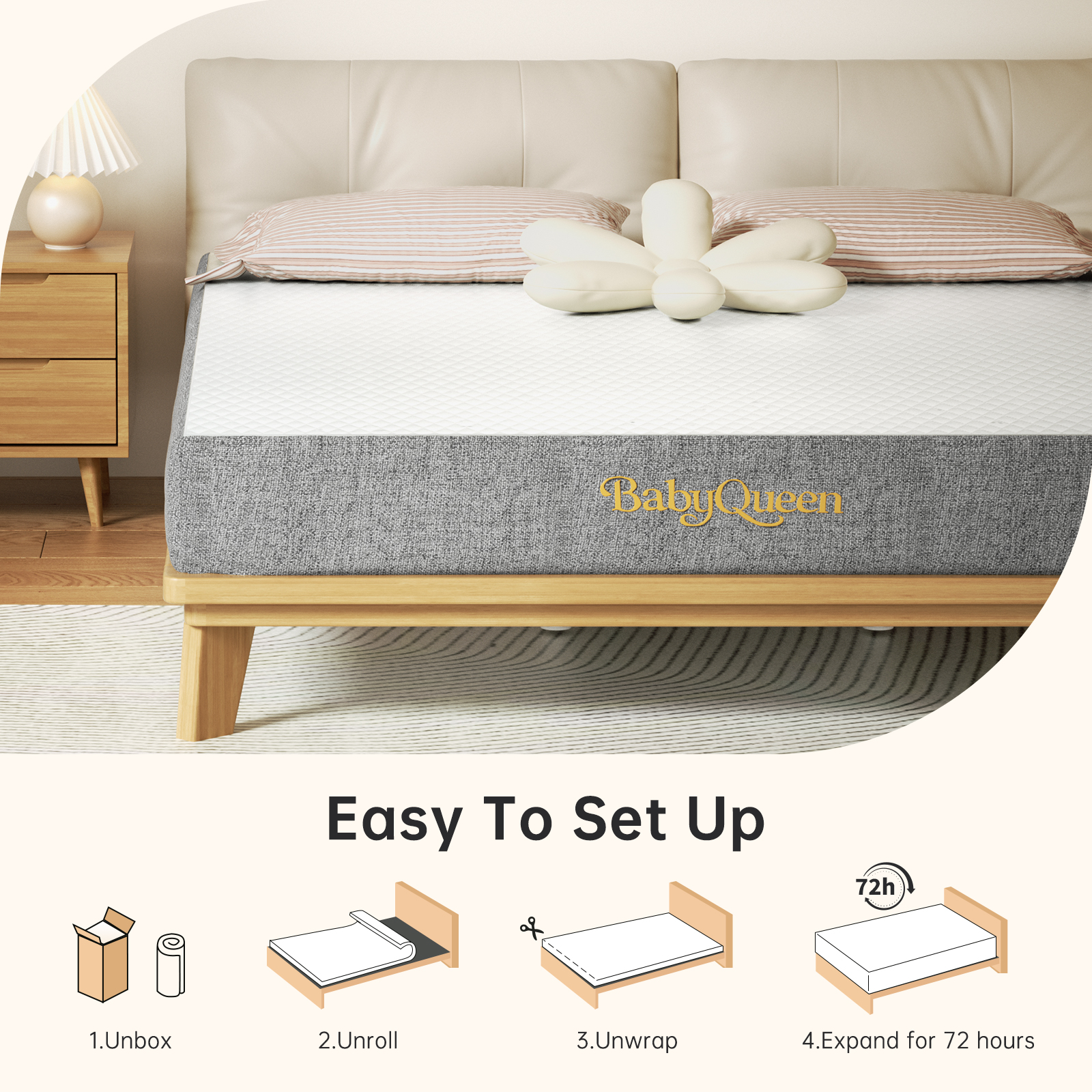 Babyqueen Twin Mattress 8 inch Gel Memory Foam Mattress in a Box, High Density Support Foam, Medium Firm, Certipur-US Certified